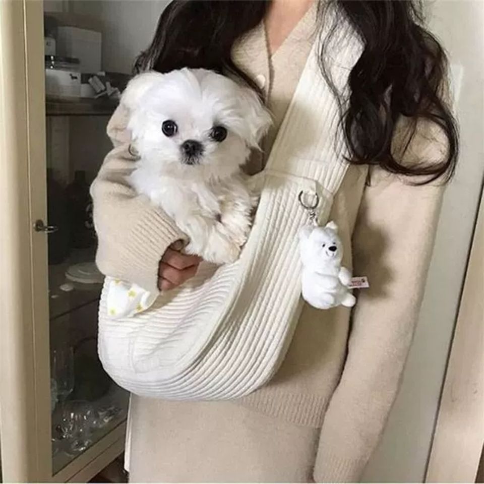 The Perfect Companion: Handmade Canvas Pet Carrier Shoulder Bag